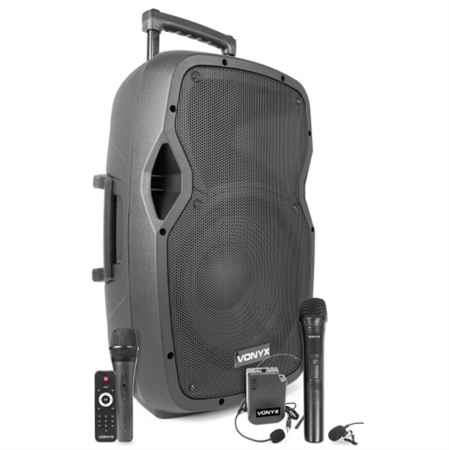 Vonyx - 12" högtalare Bluetooth, batteri, head- och handmikrofon